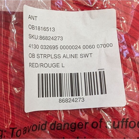 NWT Anthropologie red Strapless belted open back A-line Midi Sweater Dress sz L - Picture 9 of 16